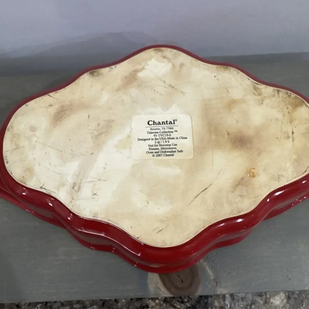 Chantal Red Talavera 2 Quart 93-TVC19-6 Bake Freeze Serve Stoneware 11” 2007